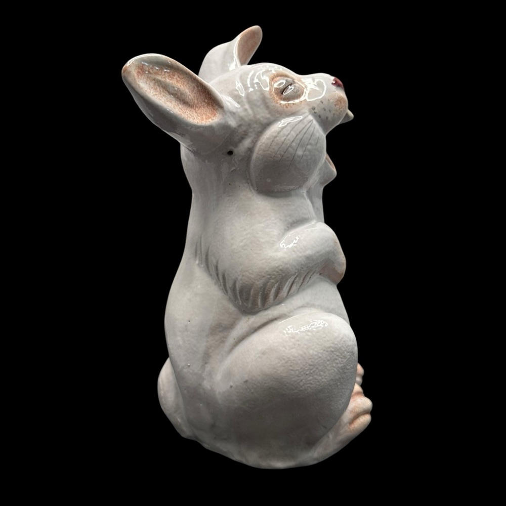 SOLD - Vintage Italy Terra Cotta Glazed Pottery Laughing Rabbit Figurine 10¼ - Picture 3 of 10